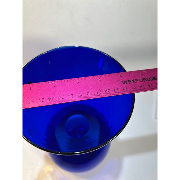 RARE- Vtg Pilgrim Glass 10" Hand Blown Cobalt Glass Vase-Mid Century Modern- - Picture 9 of 10